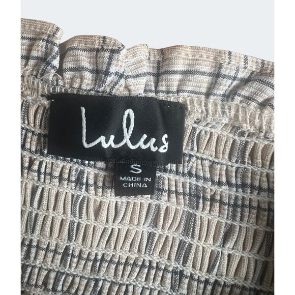 Lulus Out and About Blush Plaid Smocked Ruffled Mini Dress Size small - Picture 6 of 13